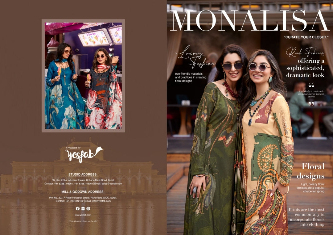 MONALISA Digital Floral Design Collection Pashmina Salwar Kameez 3pcs