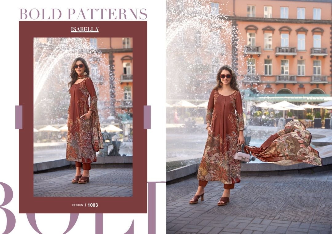 MONALISA Digital Floral Design Collection Pashmina Salwar Kameez 3pcs