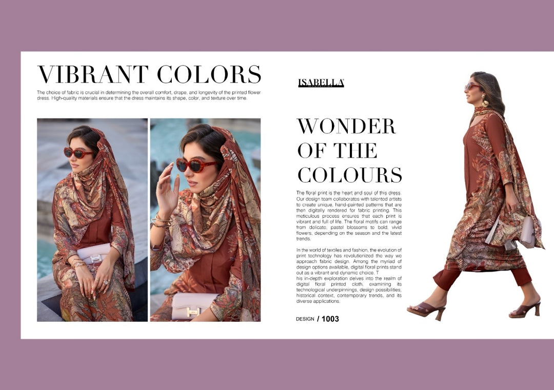 MONALISA Digital Floral Design Collection Pashmina Salwar Kameez 3pcs