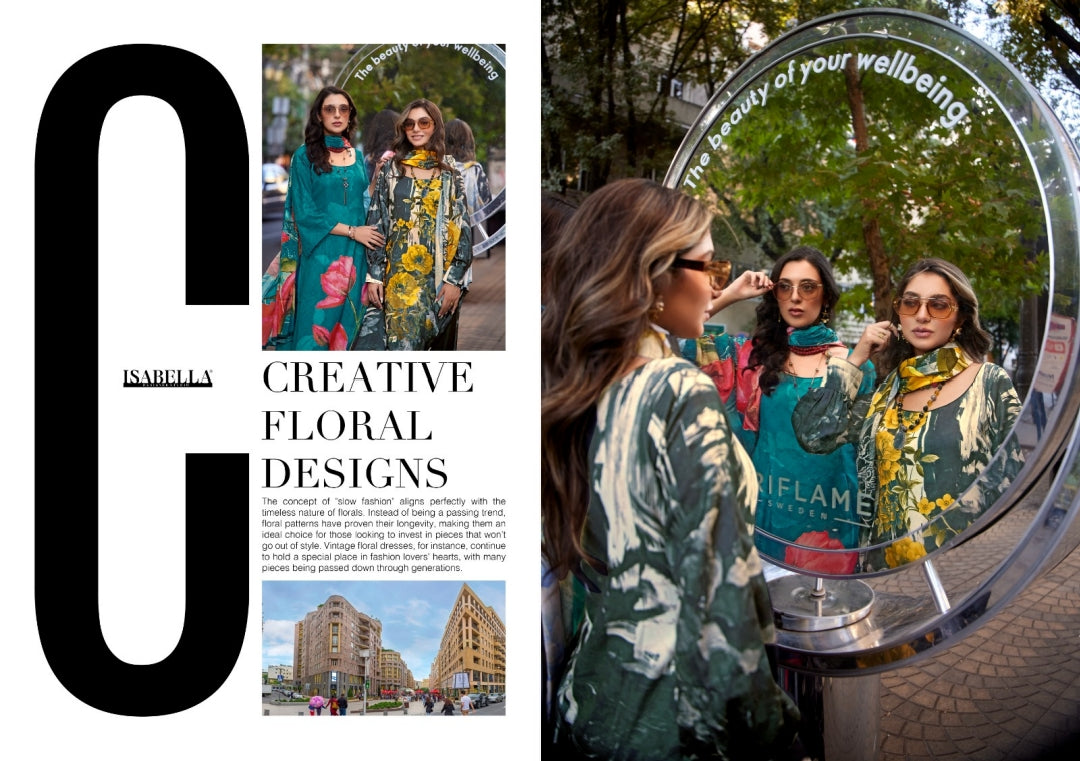 MONALISA Digital Floral Design Collection Pashmina Salwar Kameez 3pcs