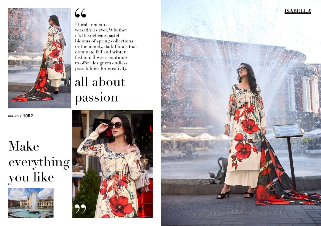 MONALISA Digital Floral Design Collection Pashmina Salwar Kameez 3pcs