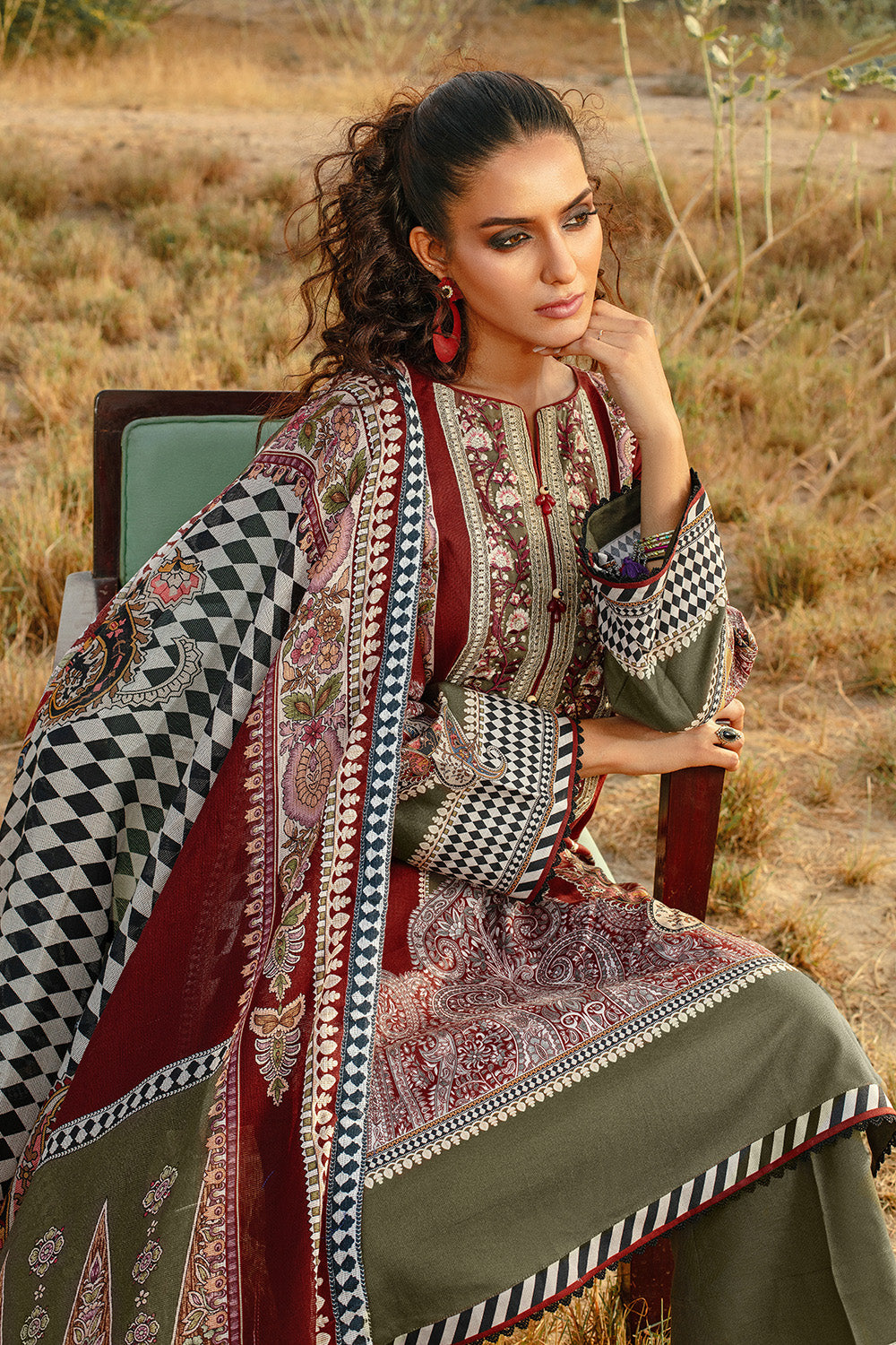 Unstitched Digital Printed Cotton Net Salwar Kameez Suit Gul Ahmed CD-32002