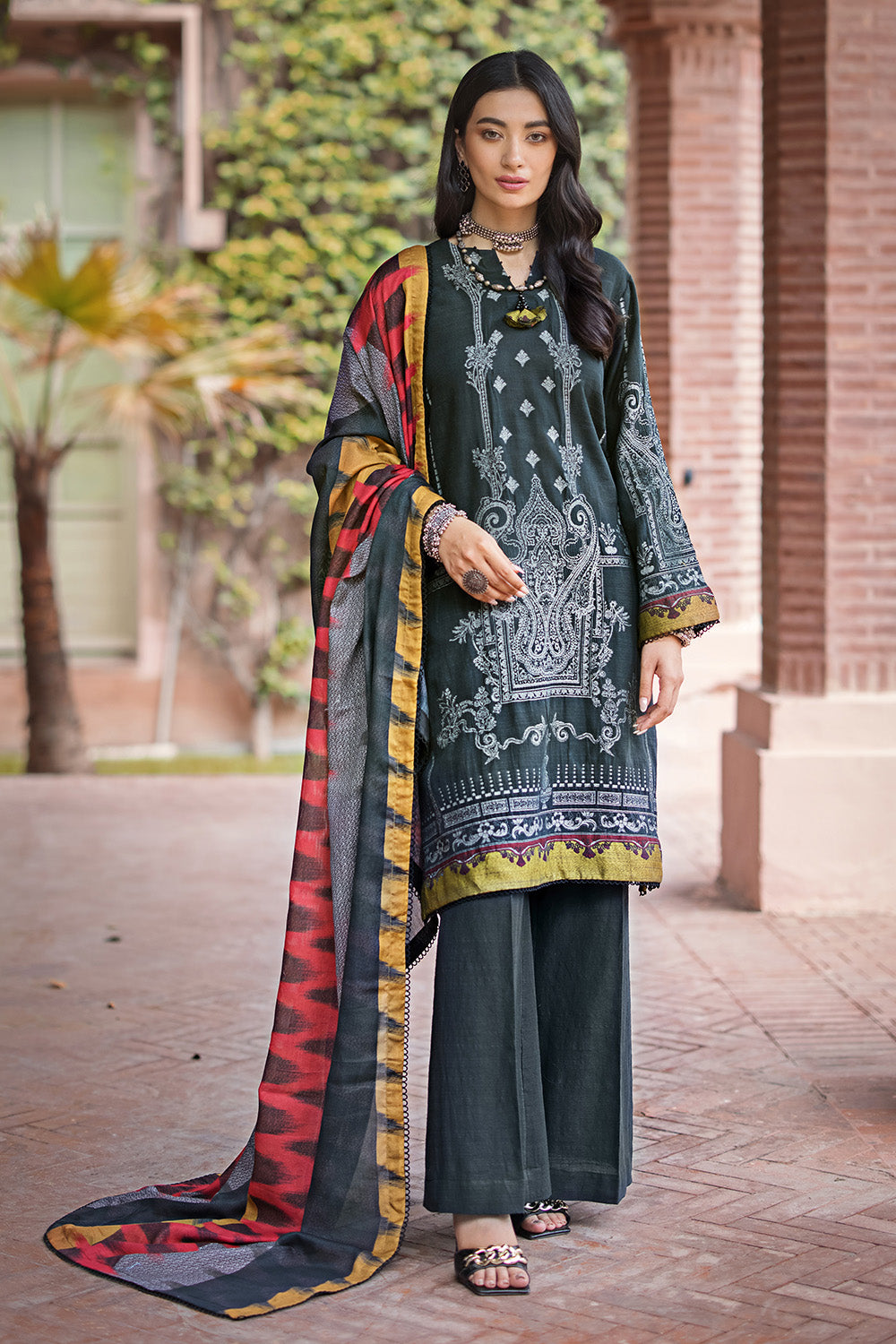 Unstitched Digital Printed Cotton Net Salwar Kameez Suit Gul Ahmed MJ-32072