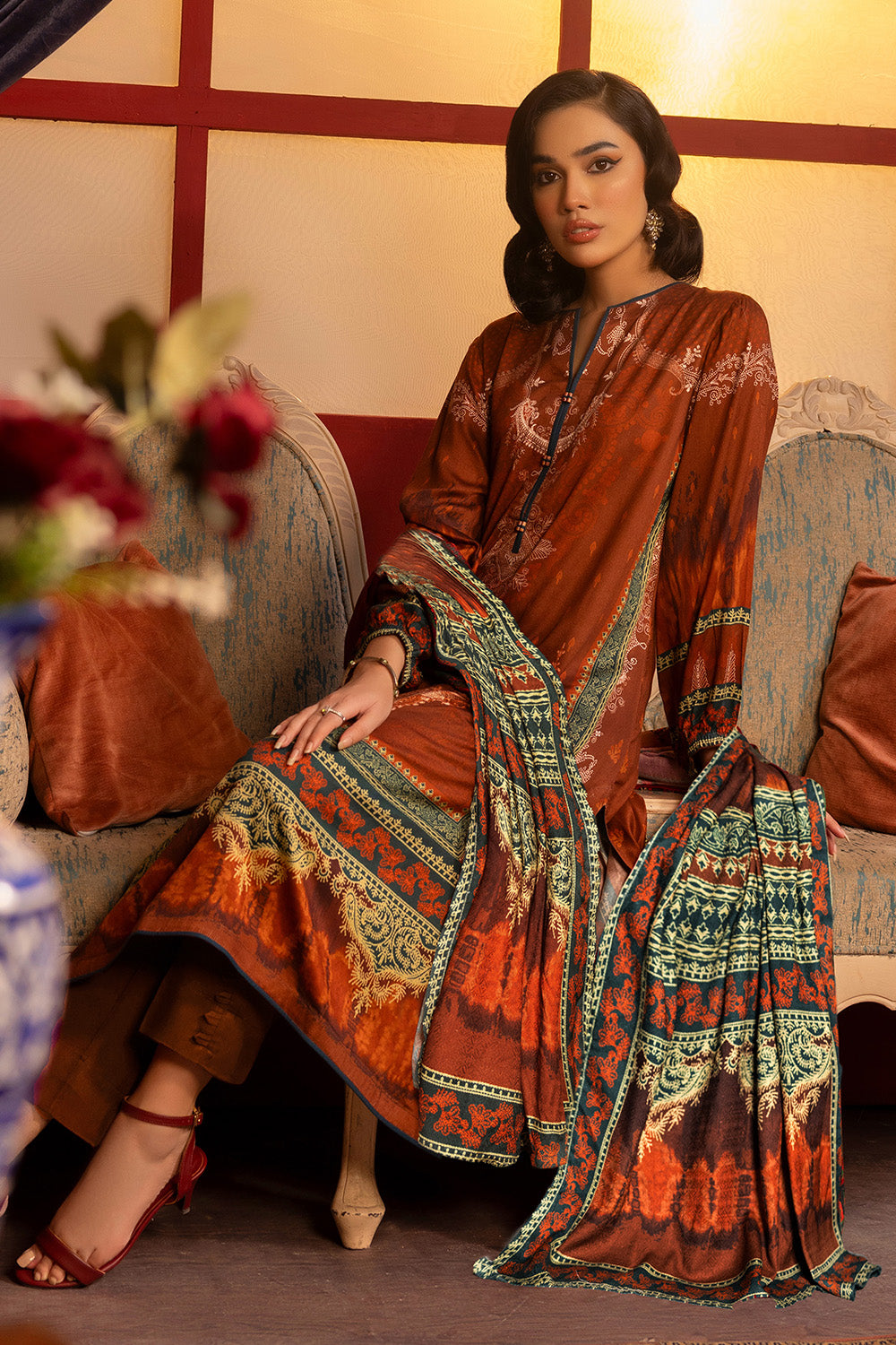 Unstitched Digital Printed Linen Jacquard Salwar Kameez Suit Gul Ahmed LT-32025
