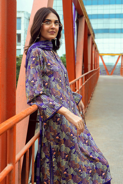 Unstitched Digital Printed Linen Salwar Kameez Suit Gul Ahmed LT-32009 B