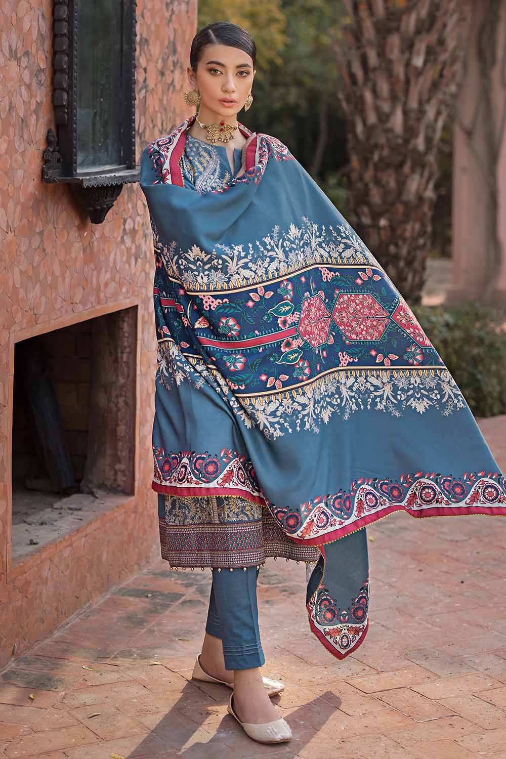 Unstitched Digital Printed Pashmina Salwar Kameez Suit Gul Ahmed AP-32036