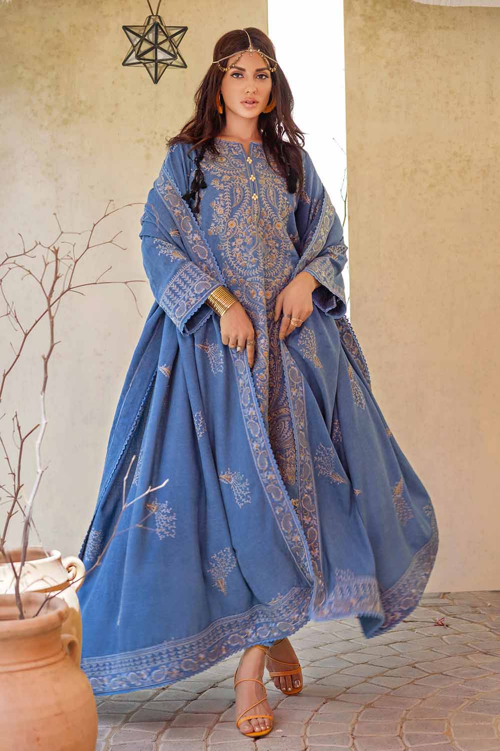 Unstitched Embroidered Linen Salwar Kameez Suit Gul Ahmed RC-32005