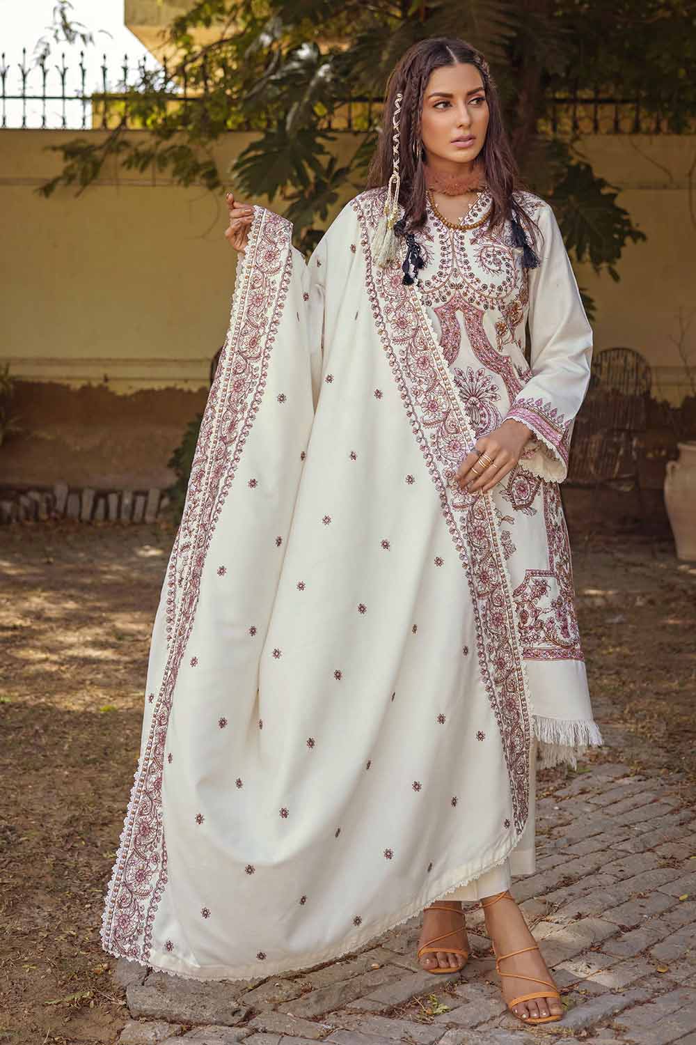 Unstitched Embroidered Pashmina Salwar Kameez Suit Gul Ahmed RC-32009