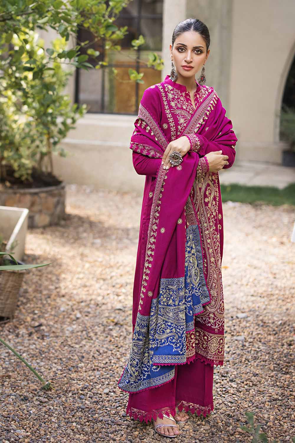 Unstitched Embroidered Pashmina Shawl Salwar Kameez Suit Gul Ahmed AP-32059