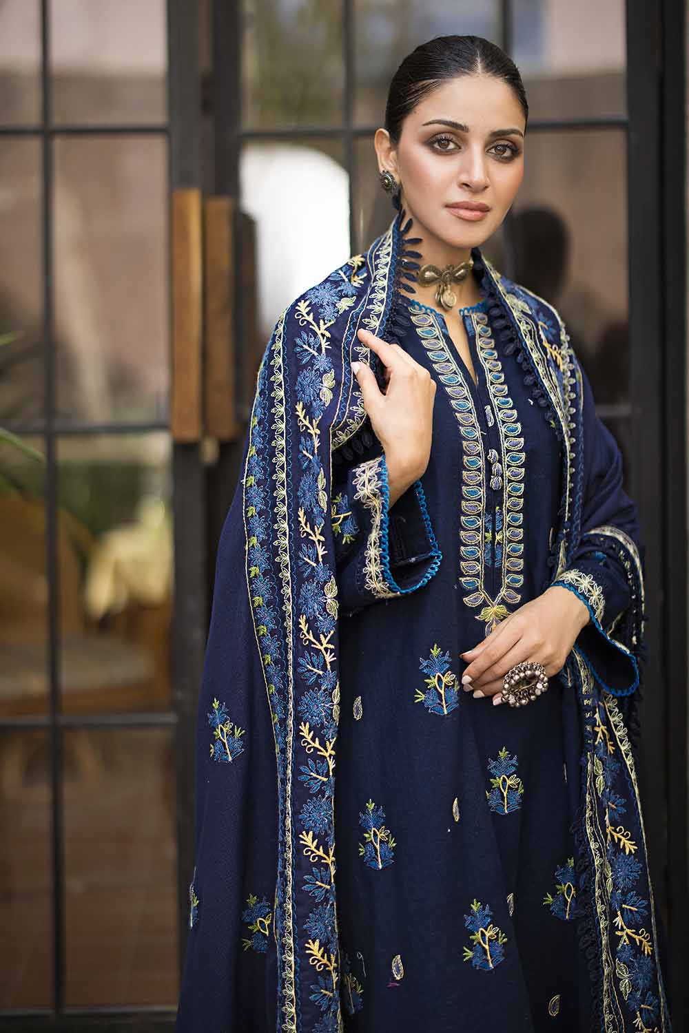 Unstitched Embroidered Pashmina Shawl Salwar Kameez Suit Gul Ahmed AP-32070