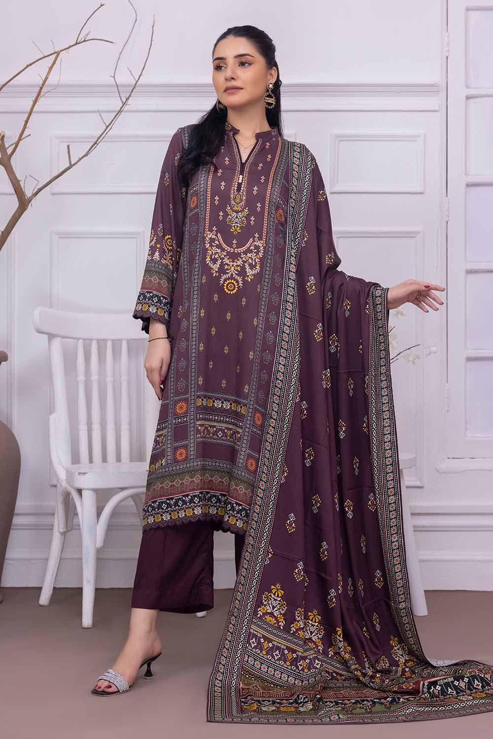 Unstitched Printed Cotail Salwar Kameez Suit Gul Ahmed WNS-32255 A