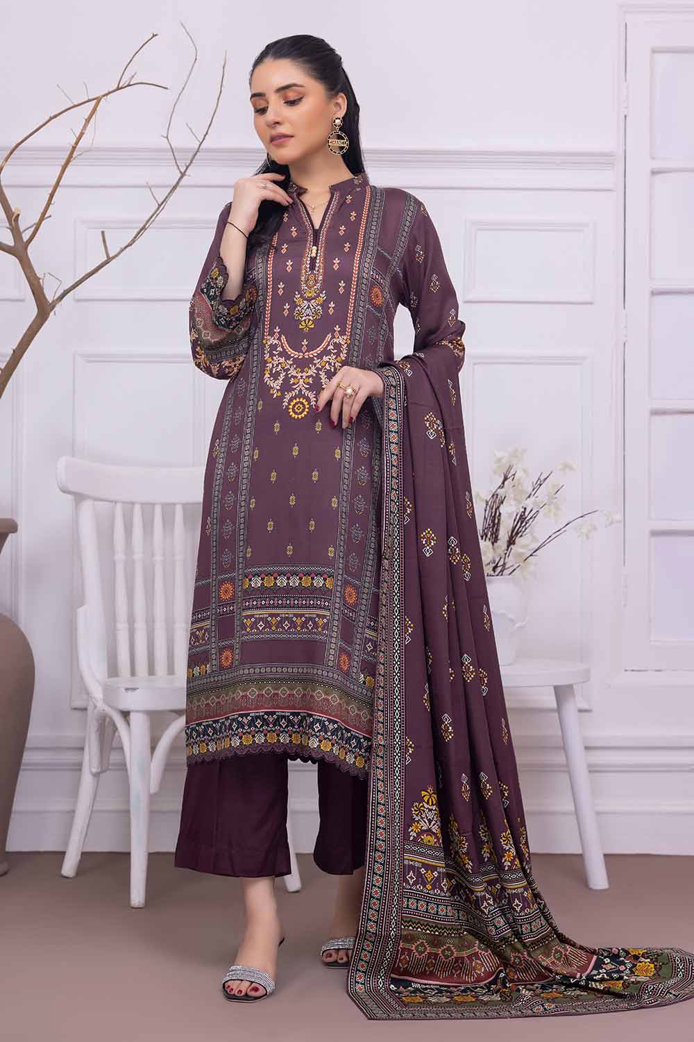 Unstitched Printed Cotail Salwar Kameez Suit Gul Ahmed WNS-32255 A