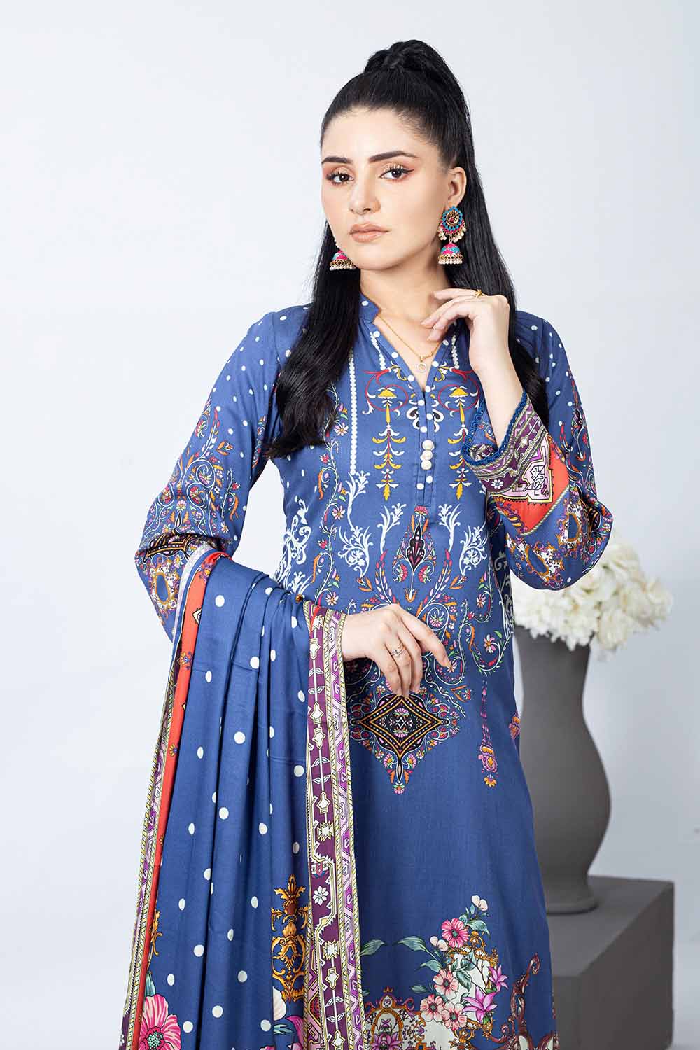 Unstitched Printed Cotail Salwar Kameez Suit Gul Ahmed WNS-32256 B
