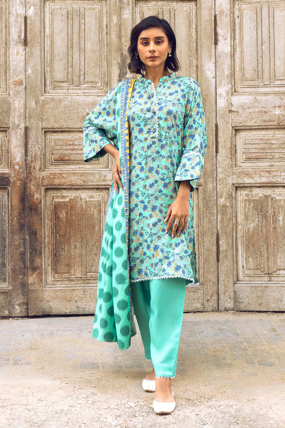 Unstitched Printed Dobby Linen Salwar Kameez Suit Gul Ahmed LT-32022 B