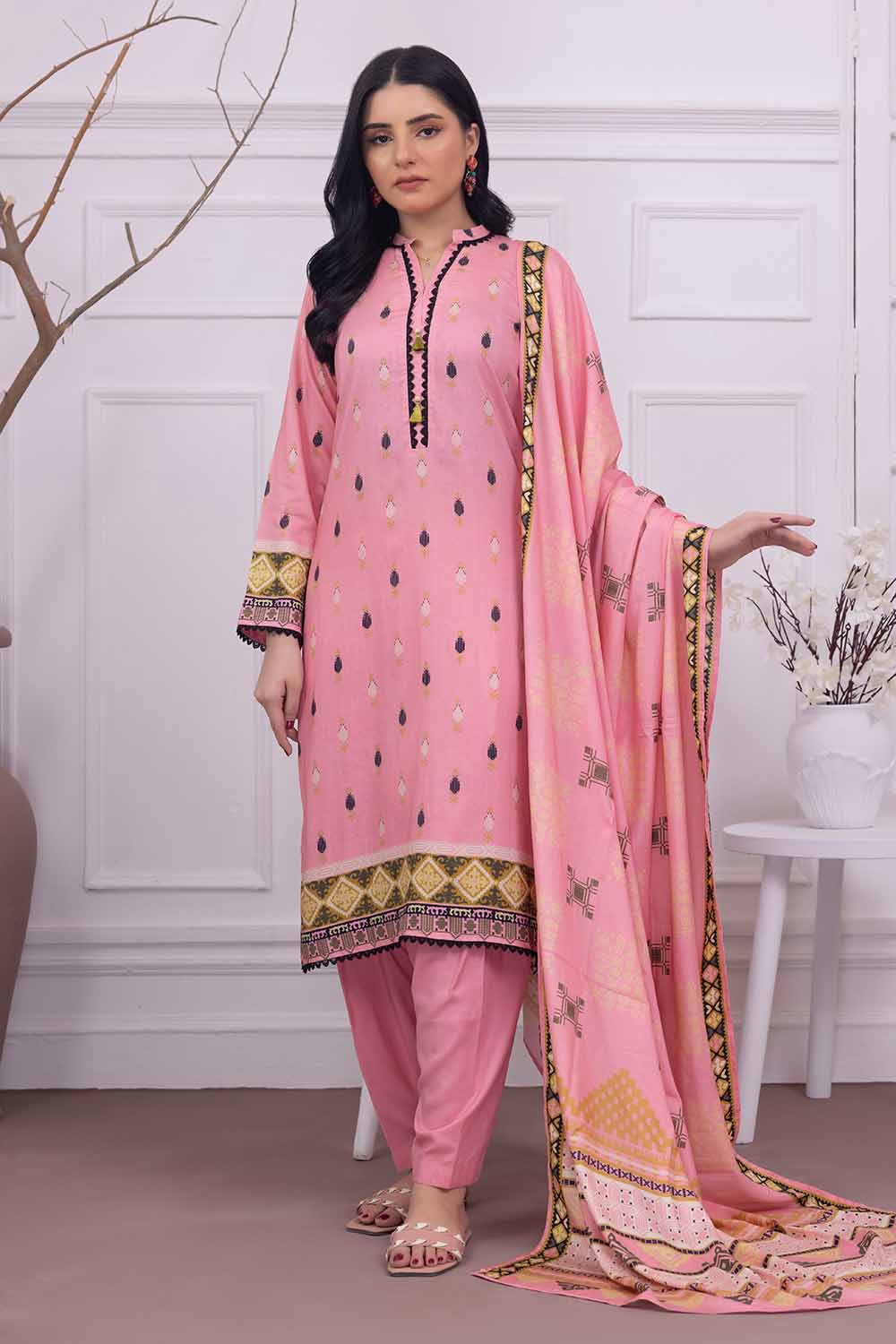 Unstitched Printed Linen Salwar Kameez Suit Gul Ahmed WNS-32228 B