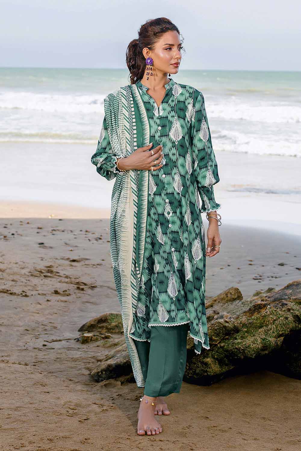 Unstitched Printed Linen Suit Salwar Kameez Gul Ahmed LT-32020 B