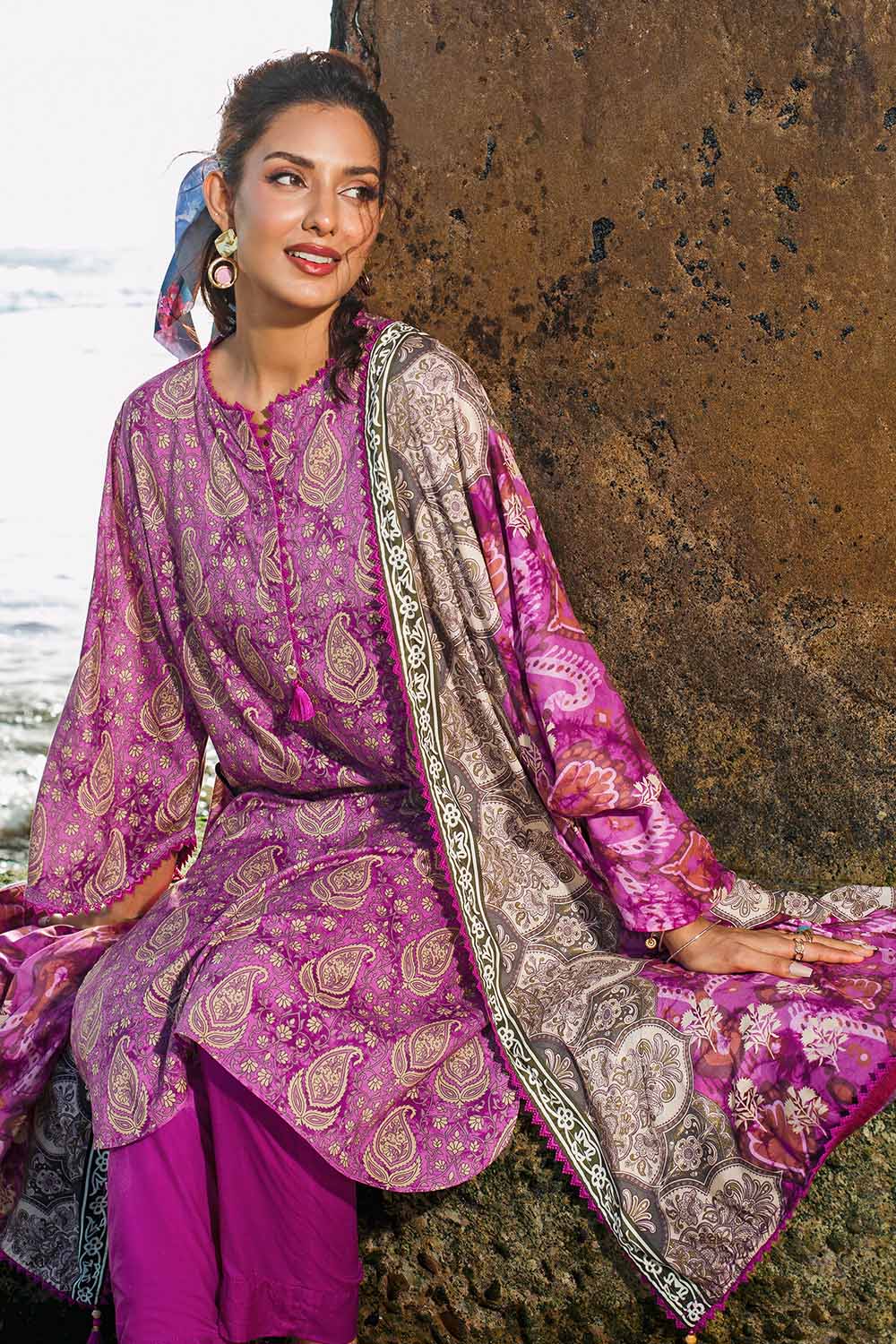Unstitched Printed Linen Suit Salwar Kameez Gul Ahmed LT-32021 A