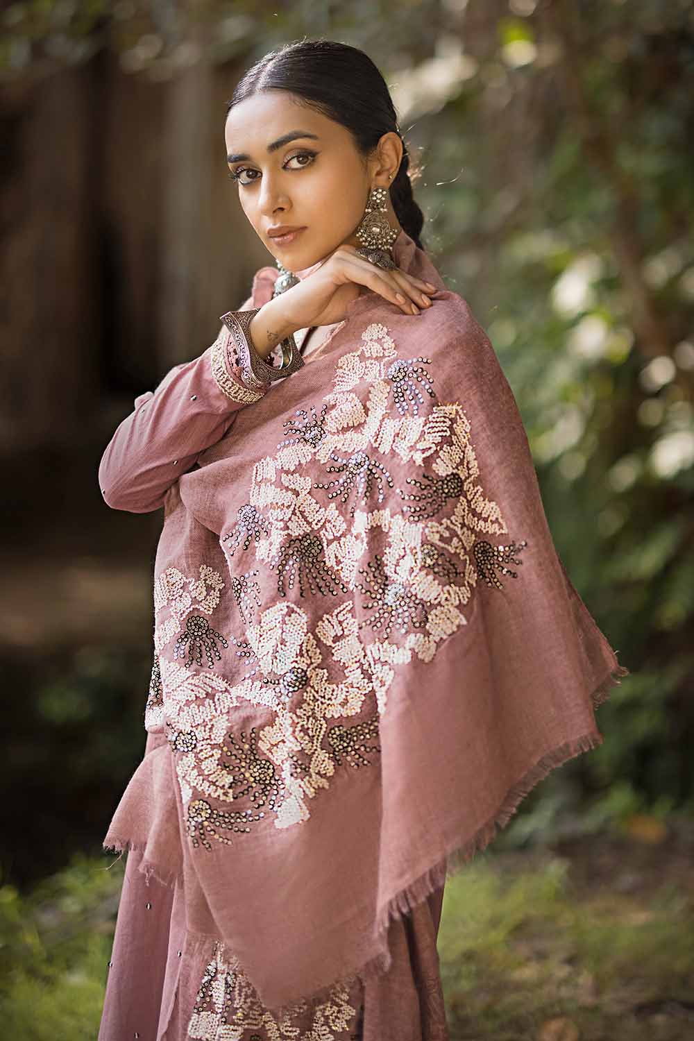Unstitched Sequins Embroidered Pashmina Salwar Kameez Suit Gul Ahmed AP-32092