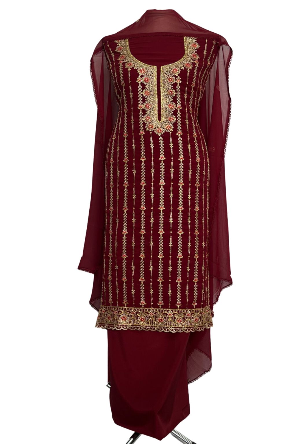 9365 Unstitched Georgette Suit With Embroidery